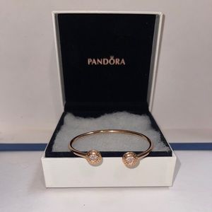 Pandora 14k Rose Gold Plated Open Pave Bangle